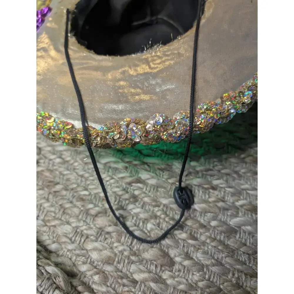 Adult Green Light Up Mardi Gras Gold Top Hat Feathers Halloween Costume Unisex